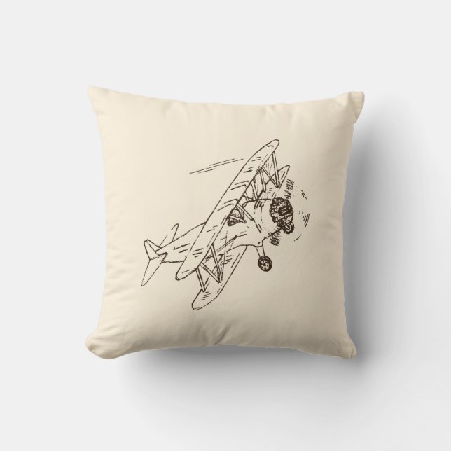Art Deco Bi-planes - outline only no text. Cushion (Front)