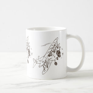 Art Deco Bi-planes - outlines only no text. Coffee Mug