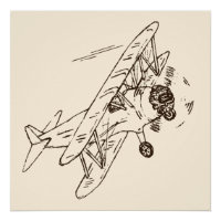Art Deco Bi-planes - sketched outlines no text.