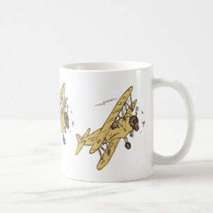 Art Deco Bi-planes - yellow no text. Coffee Mug