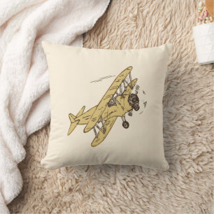 Art Deco Bi-planes - yellow no text. Cushion
