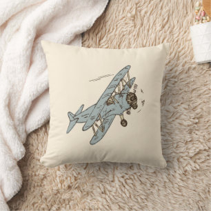 Art Deco Bi-planes - yellow no text. Cushion