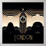 Art Deco Big Ben Poster<br><div class="desc">Big and its tower is done in a beautiful black and gold art deco style.</div>