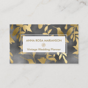 *~* Art Deco Bird Floral Gold Pattern Business Card
