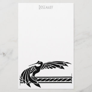 Art Deco Bird stationery personalised
