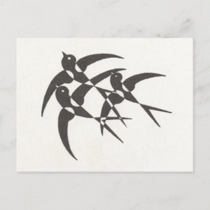 Art Deco Birds Postcard