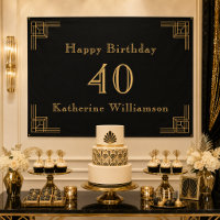 Art Deco Birthday Black Gold Roaring 20's