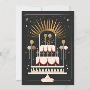 Art Deco Birthday Cake Invitation