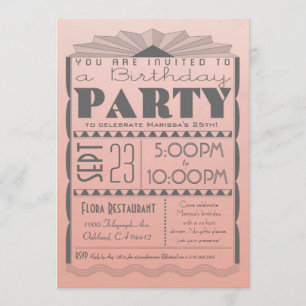 Art Deco Birthday Invitation - Gatsby Style Ombre