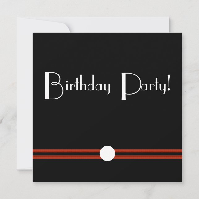Art Deco Birthday Invite in Black and White (Front)