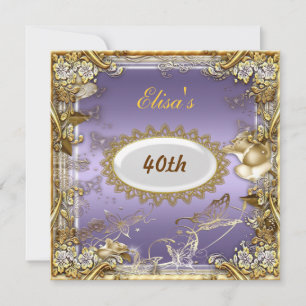 Art Deco Birthday Party Black Gold Mauve Invitation