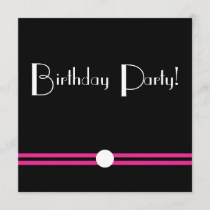Art Deco Birthday Pary in Black  White Pink Invitation