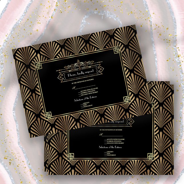 Art Deco Black 1920s Wedding RSVP (Creator Uploaded)