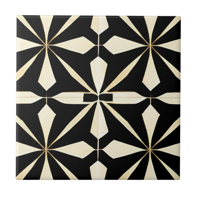 Art Deco Black and Cream  Tile (Front)