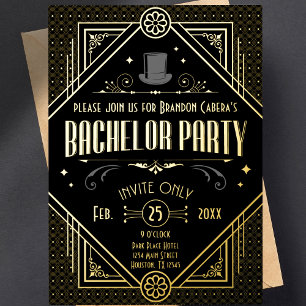 Art Deco Black and Gold Bachelor Party