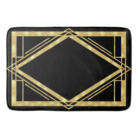 Art Deco Black and Gold Bath Mat Zazzle.co.uk