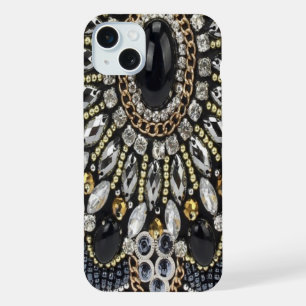 art deco black and gold bohemian pattern iPhone 15 plus case