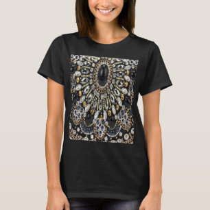 art deco black and gold bohemian pattern  T-Shirt