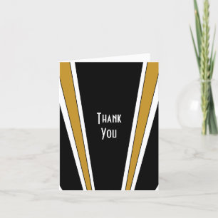 Art Deco Black And Gold Design Wedding  Thank You Card