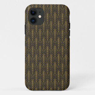 Art Deco Black and Gold Feathers iPhone 11 Case