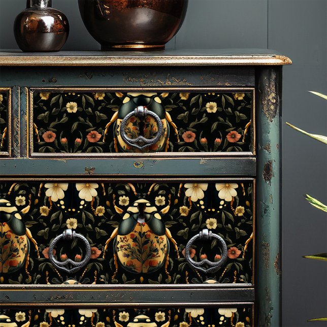 Art Deco Black And Gold Floral Beetle Pattern Tissue Paper (Creator Uploaded)