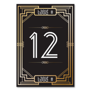 Art Deco Black and Gold Gatsby Table Number