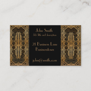 Art Deco black and gold geometric Business Card