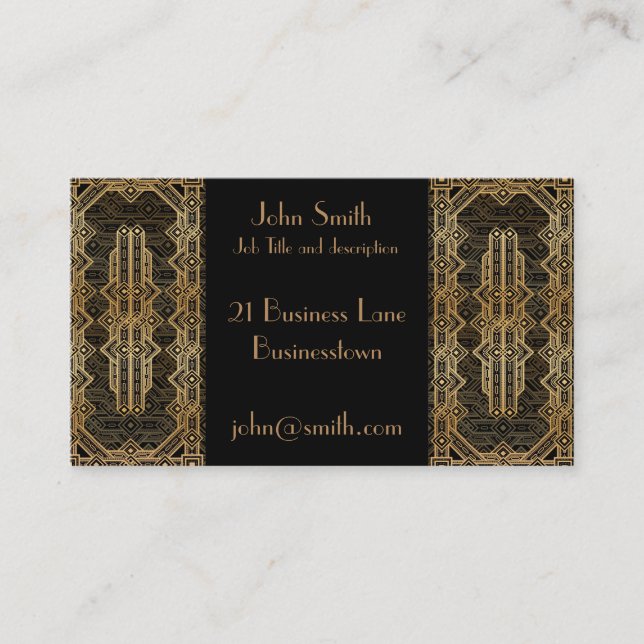 Art Deco black and gold geometric Business Card (Front)