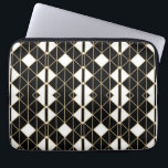 Art Deco Black and Gold Geometric luxury Laptop Sleeve<br><div class="desc">Art Deco Black and Gold Geometric luxury Description: An elegant Art Deco inspired geometric pattern featuring sleek black and white symmetry highlighted with fine golden lines. The luxurious contrast and diamond motifs give it a timeless sophistication, ideal for wallpaper, fashion prints, invitations, packaging, or digital backgrounds that seek a glamorous...</div>