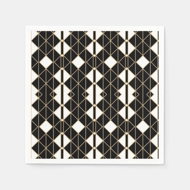 Art Deco Black and Gold Geometric luxury Napkin (Front)