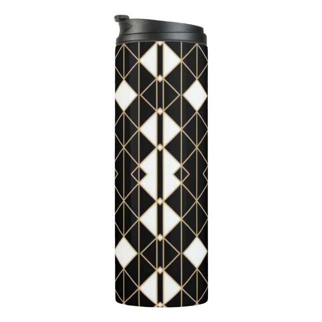 Art Deco Black and Gold Geometric luxury Thermal Tumbler (Rotated Right)