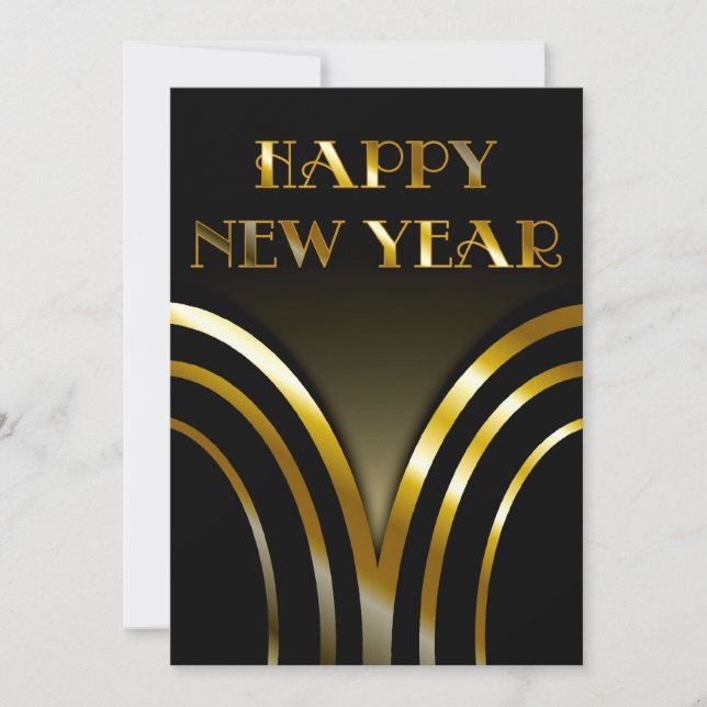Art Deco Black and Gold New Years Party Invitation (Front)