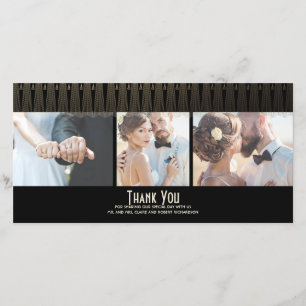 Art Deco Black and Gold Photo Wedding Thank You