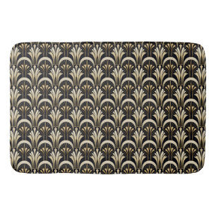 Art Deco Black and Gold symmetrical Bath Mat