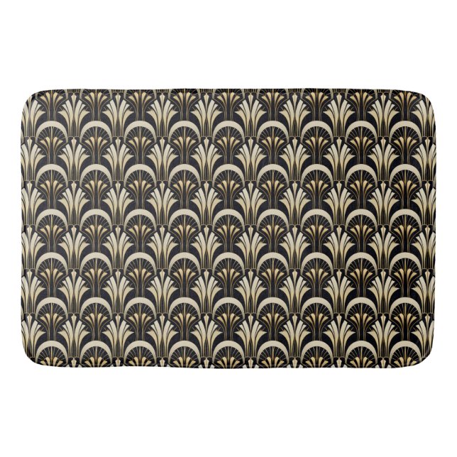 Art Deco Black and Gold symmetrical Bath Mat (Front)