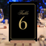 Art Deco Black And Gold Table Number<br><div class="desc">These elegant art deco black and gold double-sided table numbers are perfect for all celebrations. Designed by Thisisnotme©</div>