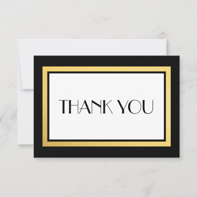 Art Deco Black and Gold Thank You Card (Front)