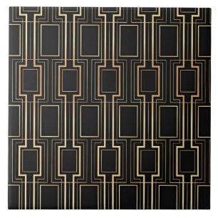 Art deco black and gold tile