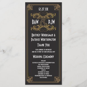 Art Deco Black and Gold Vintage Wedding Programs Programme