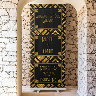 Art Deco Black and Gold Wedding Banner