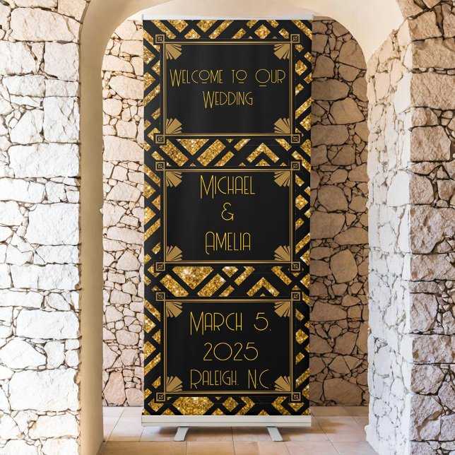 Art Deco Black and Gold Wedding Banner (Creator Uploaded)
