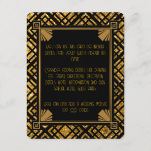 Art Deco Black and Gold Wedding Enclosure Card