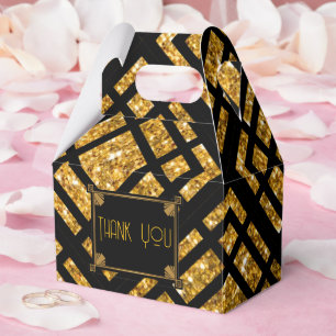 Art Deco Black and Gold Wedding Gable Favour Box