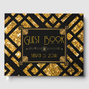 Art Deco Black and Gold Wedding Guest Book