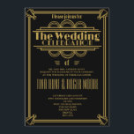 Art Deco Black and Gold wedding invite<br><div class="desc">Gatsby Art Deco style wedding invite in Black and gold</div>
