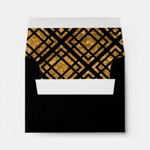 Art Deco Black and Gold Wedding Note Card Envelope