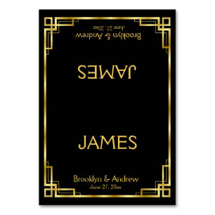 Art Deco Black And Gold Wedding Place Card