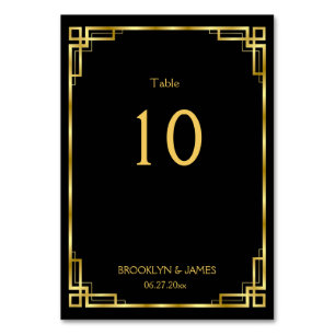 Art Deco Black And Gold Wedding Table Numbers