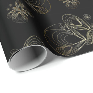 Art deco black and golden seamless pattern with bu wrapping paper
