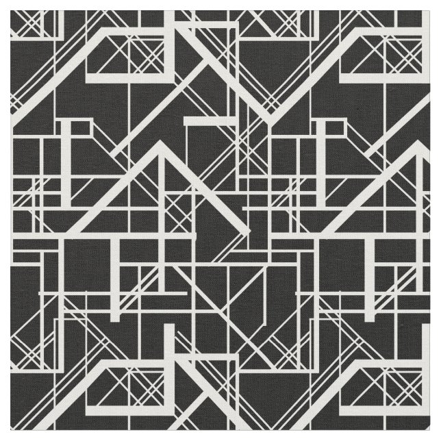 Art Deco Black and White Fabric (Close Up)